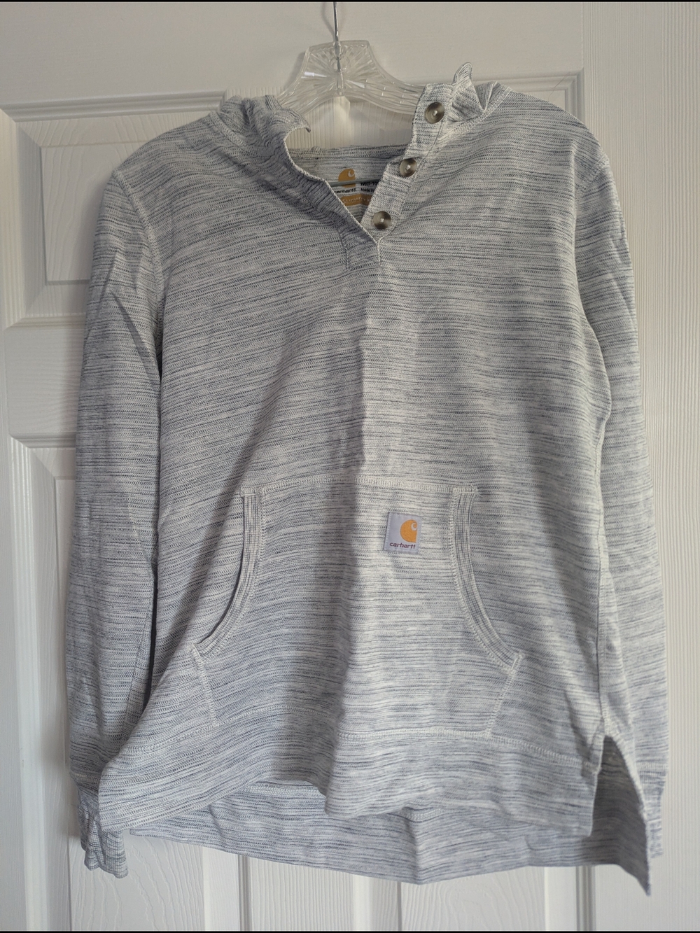 Carhartt Women’s Light Heather Gray Button-Neck Pullover Hoodie